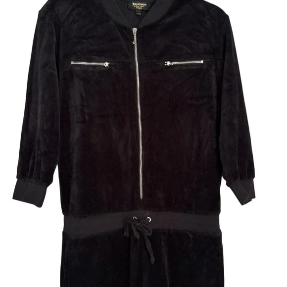Juicy Couture Black Label Velour Y2K Zip Up‎ Jumpsuit Women's Medium Casual - Picture 5 of 10